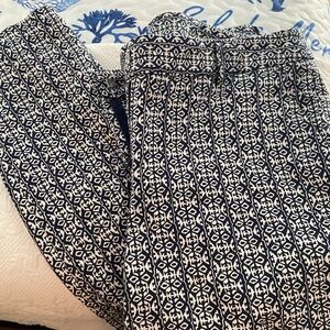 Kenar navy and White Geometric pants with Red Trim